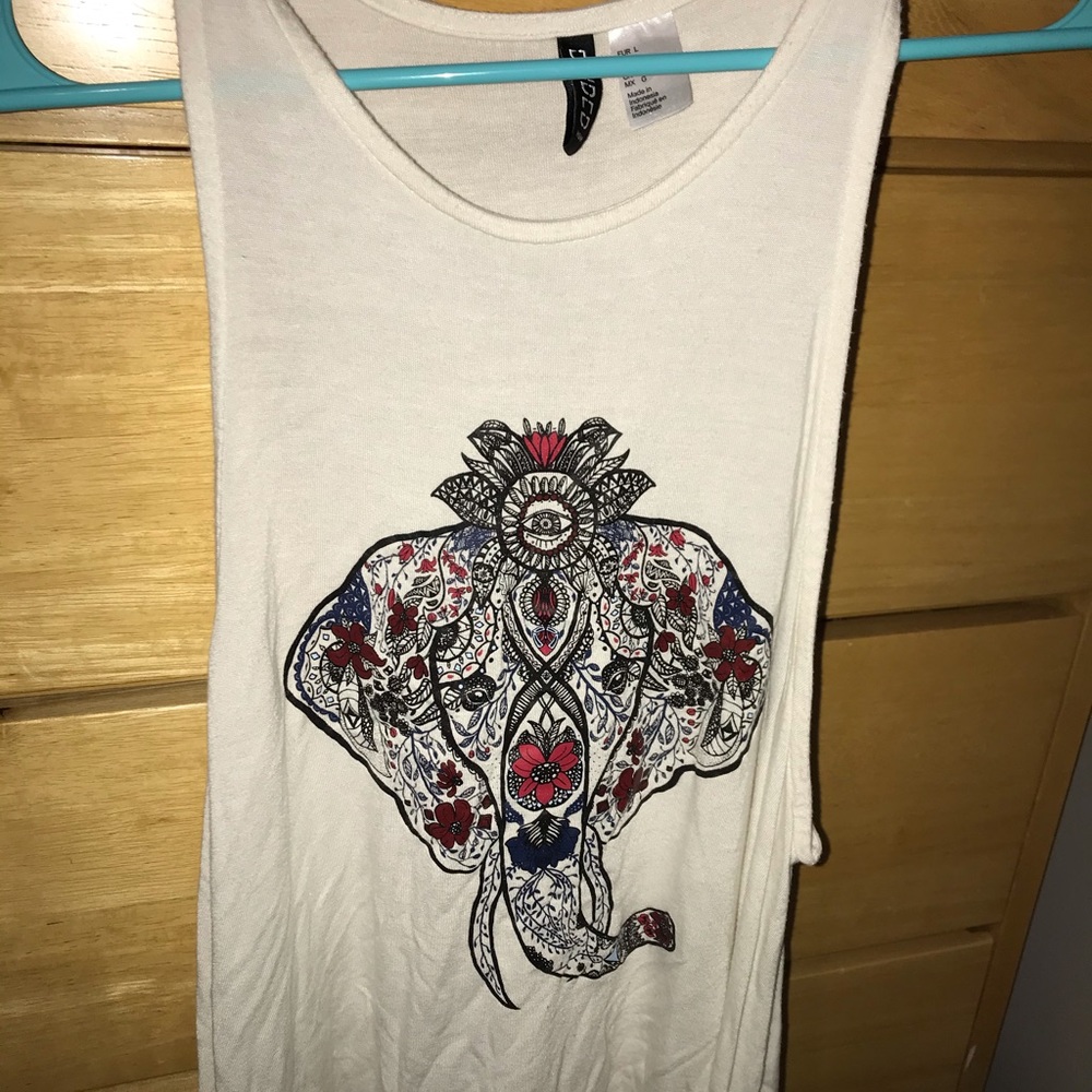 White elephant decal tank top